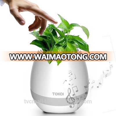 Custom Decorative Wireless Bluetooth Speaker LED Night Light Smart Music Flower Pot Flowerpot