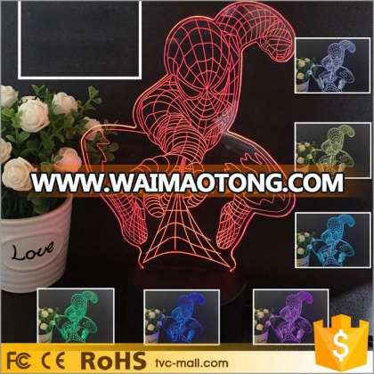 Acrylic Colorful Atmosphere USB 3D Spiderman Illusion LED Night Light